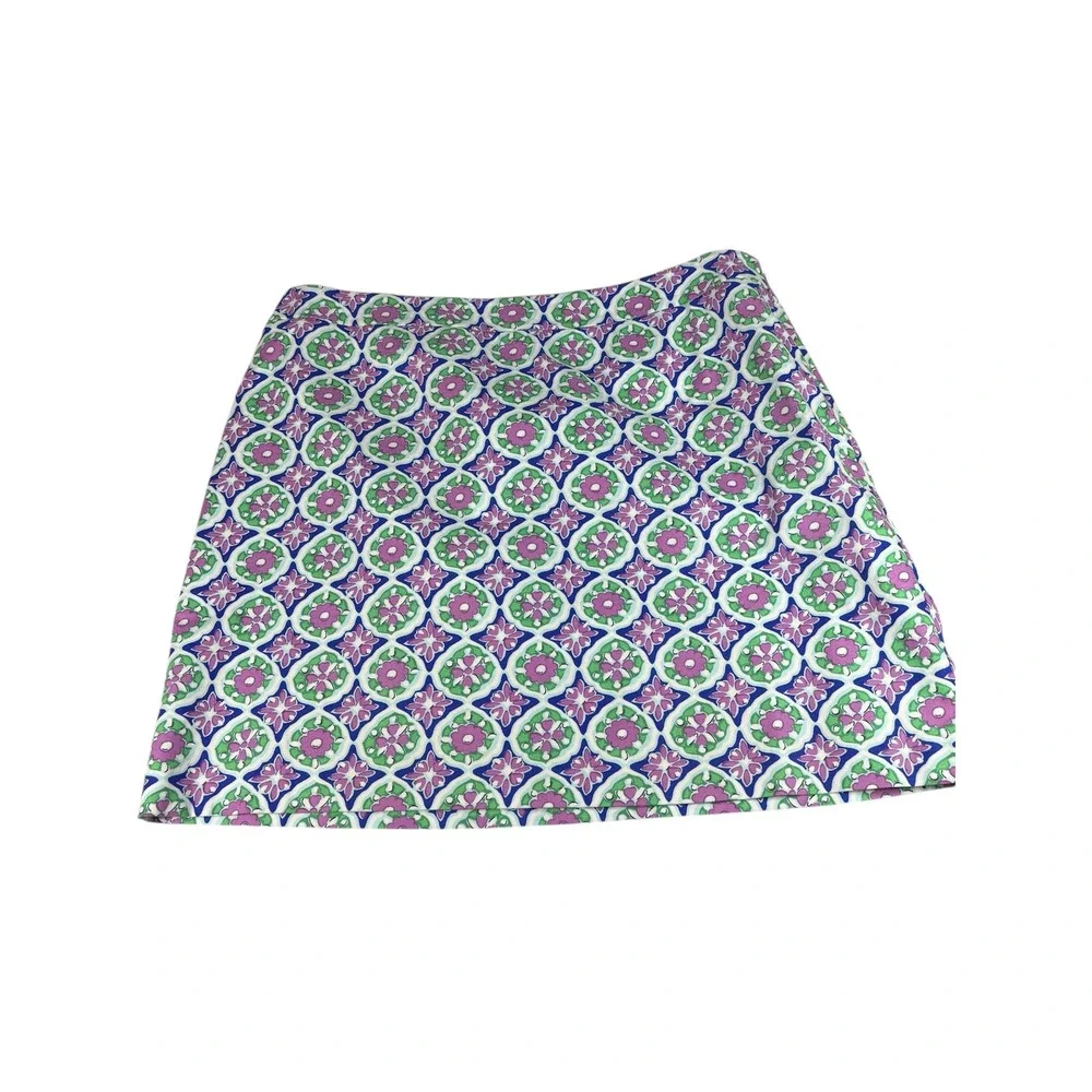 Talbots Pastel Canvas A-Line Skirt 20W Medallion Print Lined Plus Cotton Spandex